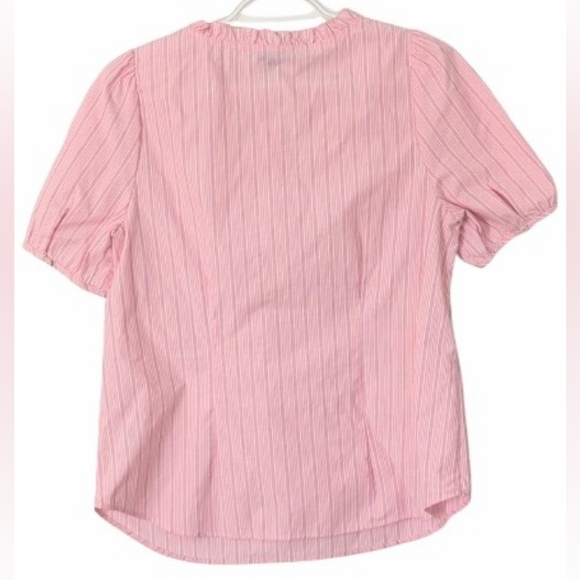 Talbots Pink Stripe Short Sleeve Blouse Medium Petite - Picture 3 of 9